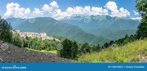 View of the Hotel Complex in the Mountains Covered with Green Forests Stock Image - Image of ...