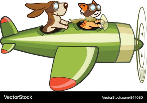 Cartoon dog flying in a plane