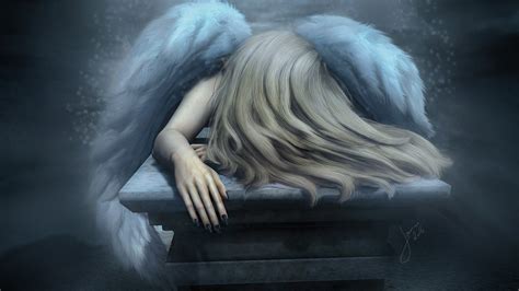 Wallpaper Sadness angel, girl, hair, wings 1920x1200 Picture, Image