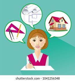 Vector Image Woman Profession Architecture Drawings Stock Vector (Royalty Free) 1041256348 ...