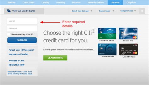 Citi Bank Credit Card Facility with login process - Earning Excel