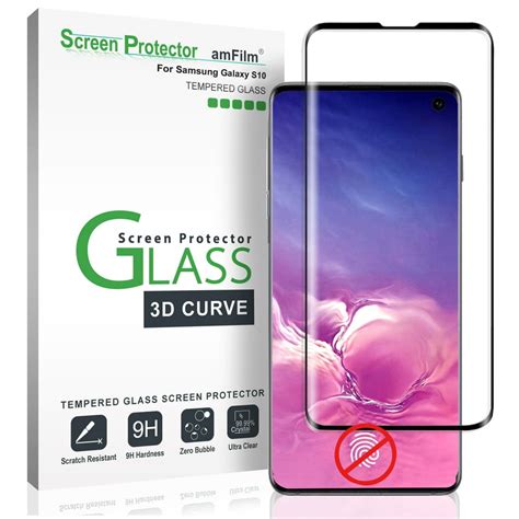 amFilm Screen Protector for Samsung Galaxy S10, Full Cover (Not Fingerprint Scanner Compatible ...