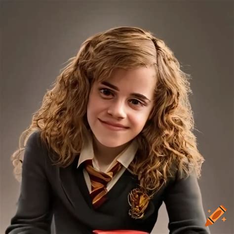 Hermione granger reading and smiling on Craiyon