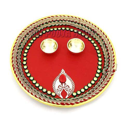 Velvet Decorated Karwa Chauth Puja Thali @ best price