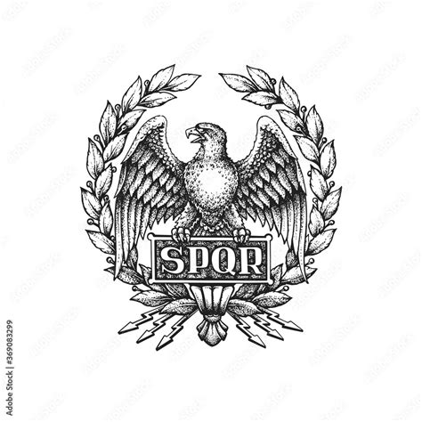 SPQR Symbol of the Roman Empire with Aquila Eagle and Laurel Wreath ...