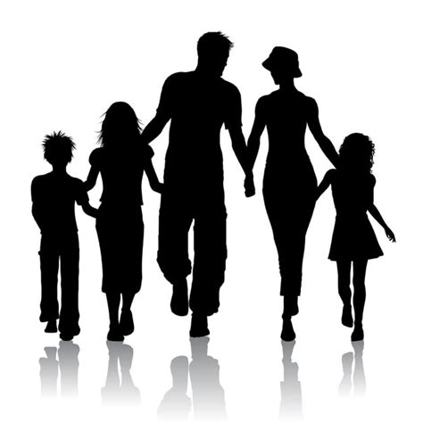 Free Vector | Silhouette of a family walking together