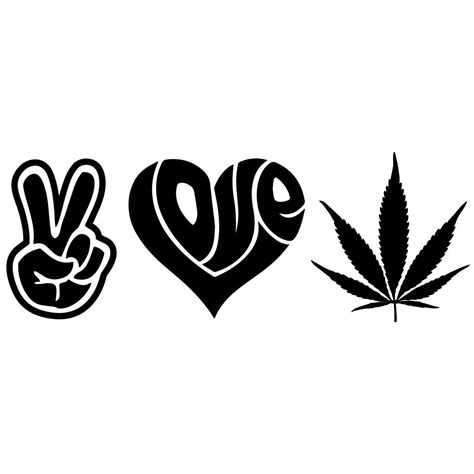 18*6.6cm Peace Love Weed Decal Window Bumper Sticker Hippie Sign Smile Car Sticker Car Styling ...