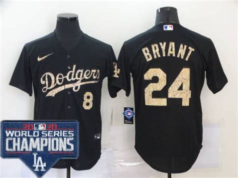 Men 24 Kobe Bryant Jersey Black Los Angeles Dodgers Jersey Wolrd Series ...