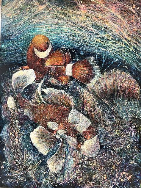 Clownfish Painting Oil on Canvas by Sam - Gallery Australia