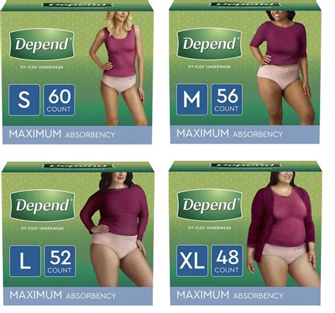 Depend FIT-FLEX Incontinence Underwear For Women, Disposable, Maximum Absorbency, Large, Blush ...