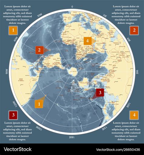 World map in polar projection antarctic center Vector Image