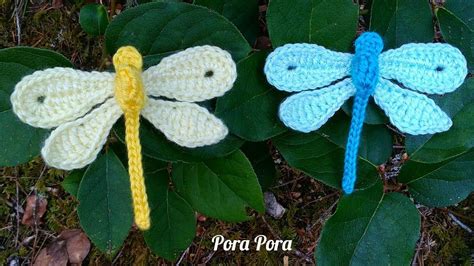 Crochet Dragonfly I Crochet Dragonfly Applique Tutorial I Pora Pora Crochet - YouTube Crochet ...