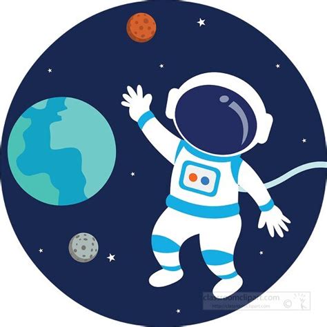 Space Clipart-Astronaut In Space Showing Earth Moon Mars Space clip art