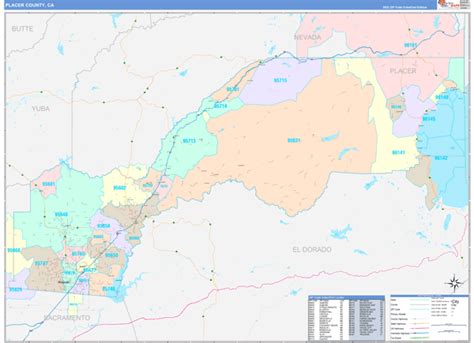 Placer County, CA Wall Map Color Cast Style by MarketMAPS - MapSales