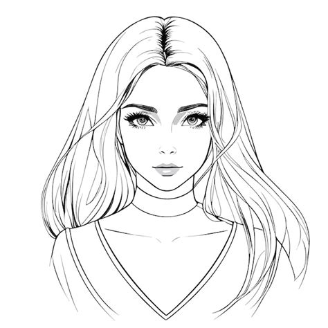 Premium Vector | A sketch of a girl with long hair and a long hair