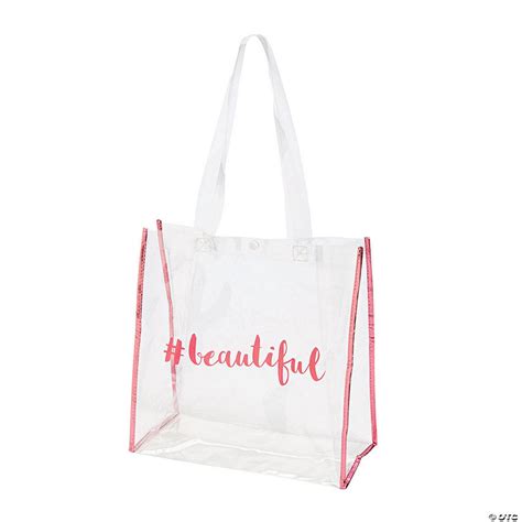 Bridal Party Clear Tote Bags with Pink Trim | Oriental Trading