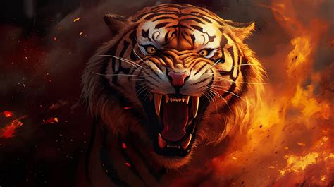 4k Angry Fire Tiger Wallpapers For Free