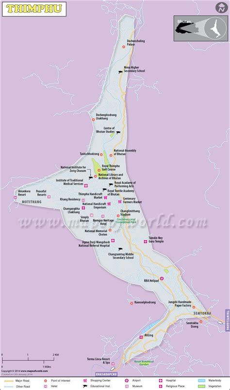 Thimphu Map | Map of Thimphu City, Bhutan