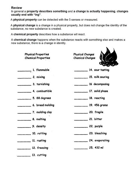 Physical And Chemical Change Worksheet | Chemical changes, Chemical and ...