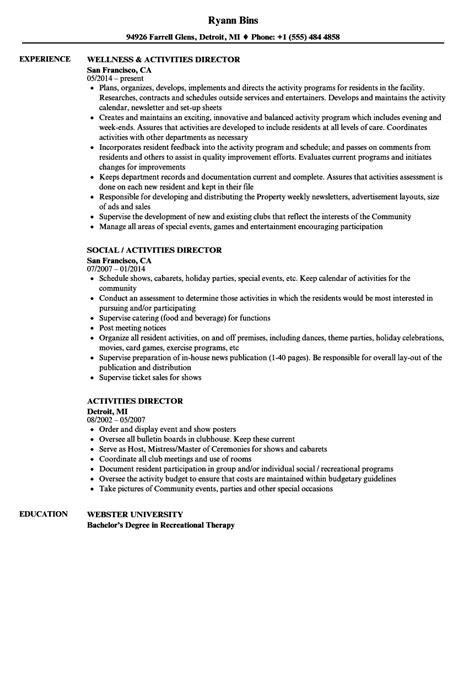 Resume Examples Activities #ResumeExamples (With images) | Resume examples, Activity director ...