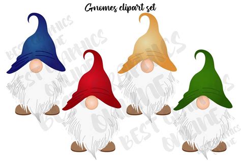 Cute Garden Gnomes Clipart Set, Gnome By Best Graphics Online | TheHungryJPEG