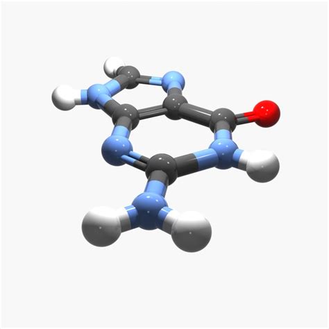 nucleobase guanine dna 3d model