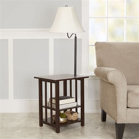 End Table 3 Rack with Swing Arm Floor Lamp Espresso Finish Side Table Lamp Combo | eBay