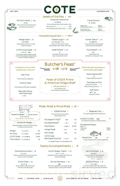 Cote Korean Steakhouse Menu | tunersread.com