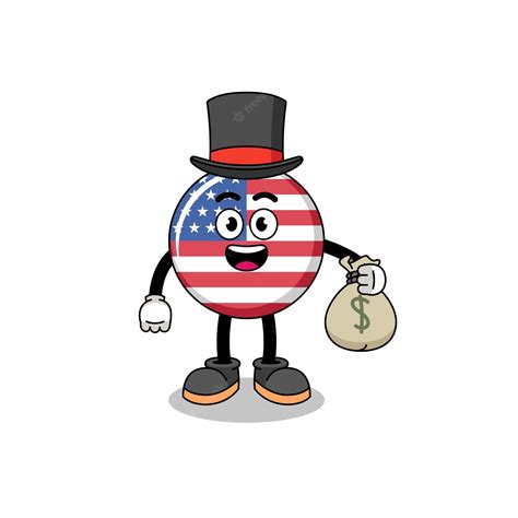 Premium Vector | United states flag mascot illustration rich man ...