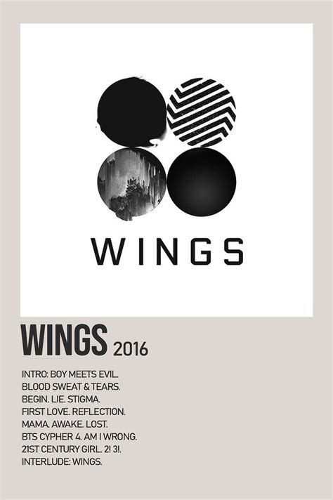 Wings By BTS Minimalist Album Poster | Bts wings album cover ...