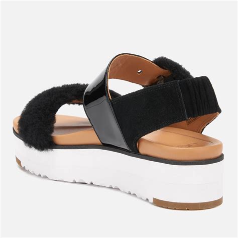 UGG Fluff Chella Flatform Sandals in Black - Lyst