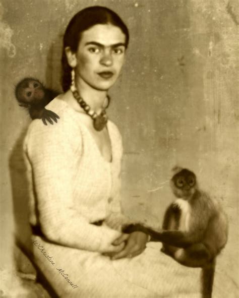 Frida Kahlo with Monkey Monkeys photomontage art print available at www.artdecadence.etsy.com ...