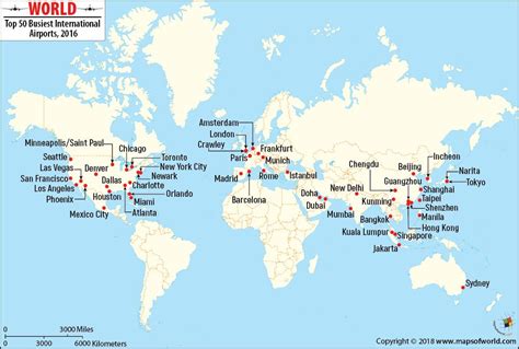 List of International Airports - International airports map showing locations of all the ...