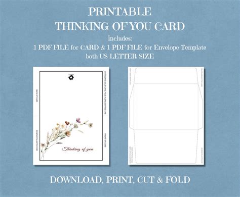 Thinking of You, Sympathy Card, Printable, Greeting Card, Digital Card to Print at Home, 5x7 ...