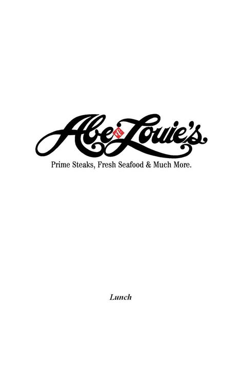 Menu at Abe & Louie's restaurant, Boca Raton, Glades Rd