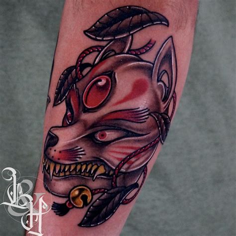 Japanese Color Kitsune Mask Tattoo - Love n Hate