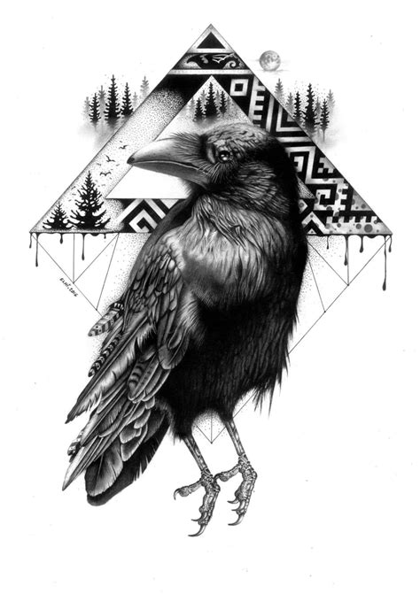 Crow Raven Art Illustration Drawing, Graphite Pencil Ink Pen Original ...