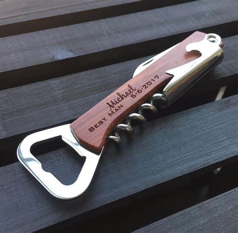 Engraved corkscrew opener, Personalized wood bottle opener, Wine corks ...