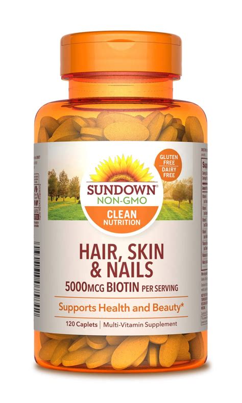 Hair, Skin & Nails Vitamins by Sundown, with Collagen, Non-GMOˆ, Free of Gluten, Dairy ...