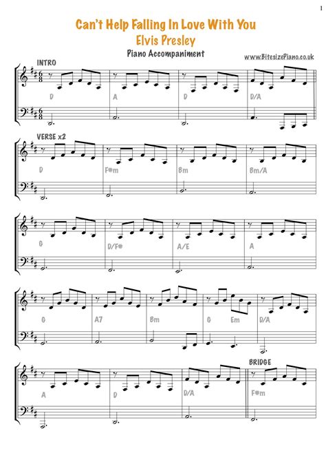 Can't Help Falling In Love With You - Elvis Presley Sheet Music | Sheet ...