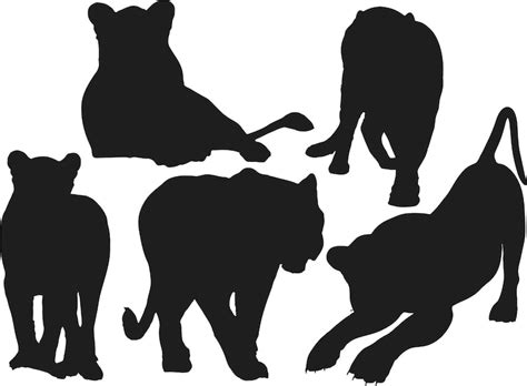 Premium Vector | Lion family silhouette. lion, lioness and lion cub in ...