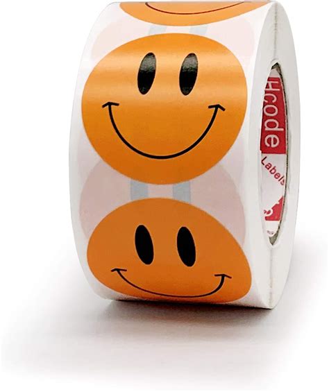 Hcode 1.5 inch 38mm Happy Face Stickers Roll Circle Dots Paper Labels Reward Stickers Teachers ...