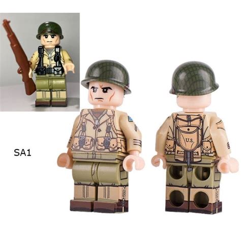 lego blocks U.S. Soldier WW2 Army Military SWAT Compatible Minifigures with 4 Printed Sides ...