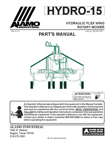 Alamo Hydro 15 Flex Wing Rotary Mower Parts Manual PDF Download - Service manual Repair manual ...