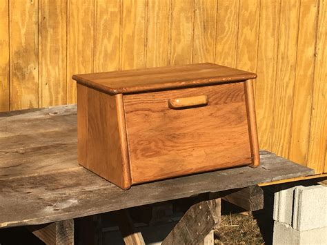 Vintage Wooden Bread Box, Decorative Real Wood Bread Box, Brown & Gold Kitchen Storage ...