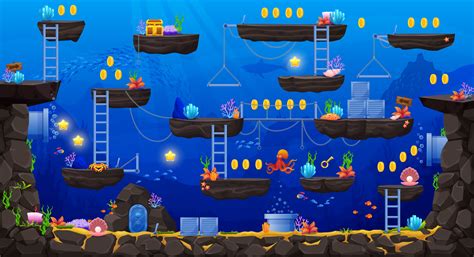 2d arcade game underwater landscape level map 15600179 Vector Art at Vecteezy