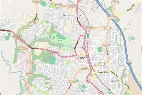 Map Of Chorley In Lancashire And Surrounding Areas