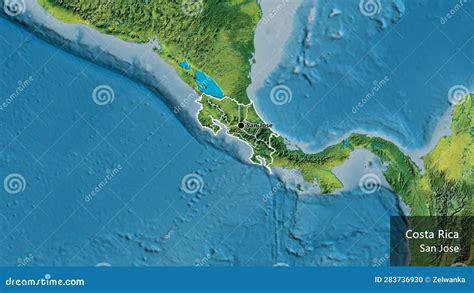 Shape of Costa Rica with Regional Borders. Topographic. Labels Stock Illustration - Illustration ...