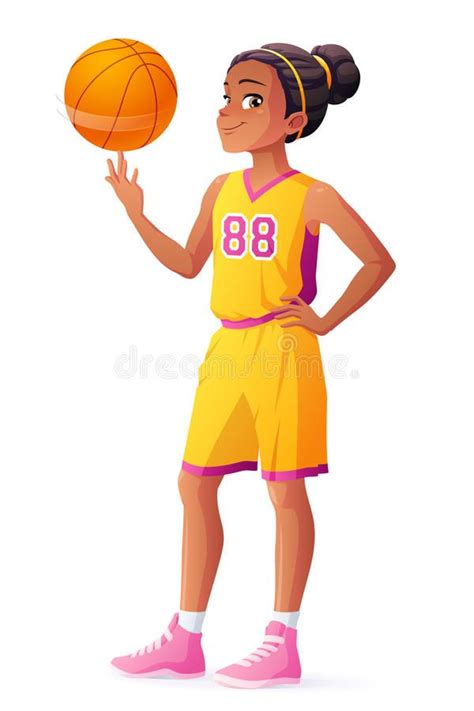 Illustration about Cute young African ethnicity young basketball player ...