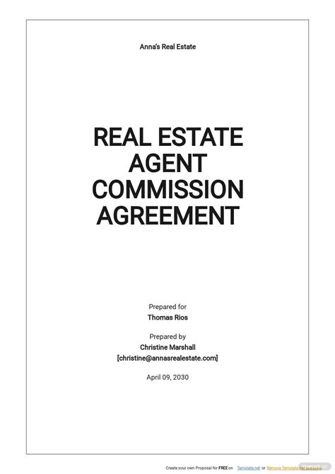 Commercial Real Estate Commission Agreement Template